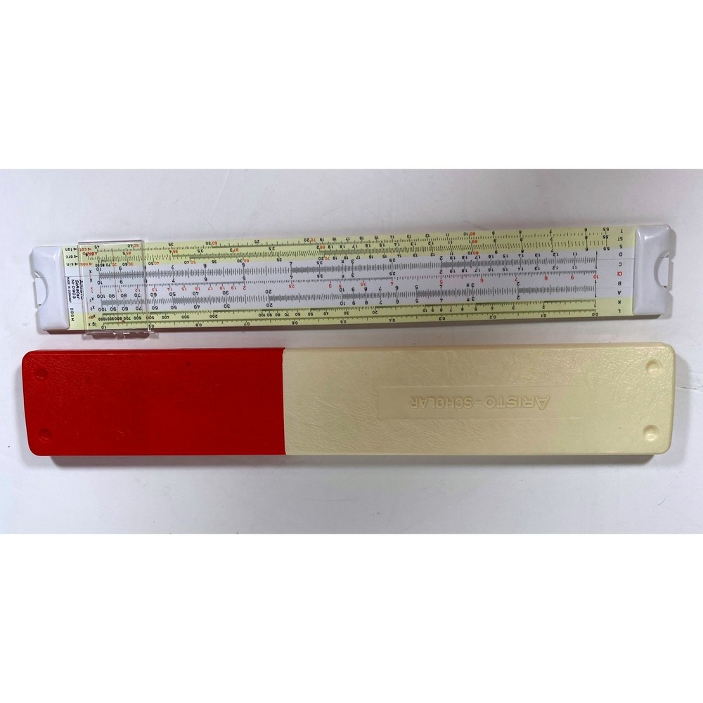 Vintage Aristo Scholar Nr 0903 Slide Rule with Case Germany Charvoz DBGM White